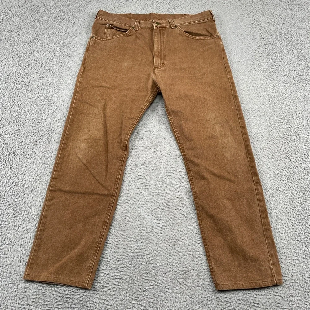 LL Bean Jeans Mens 35x30 Brown Double L Jeans Straight Leg Casual Outdoor Denim